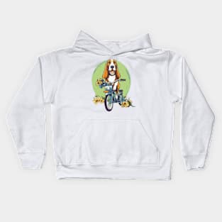 Cute basset hound cartoon bicycling gift ideas Kids Hoodie